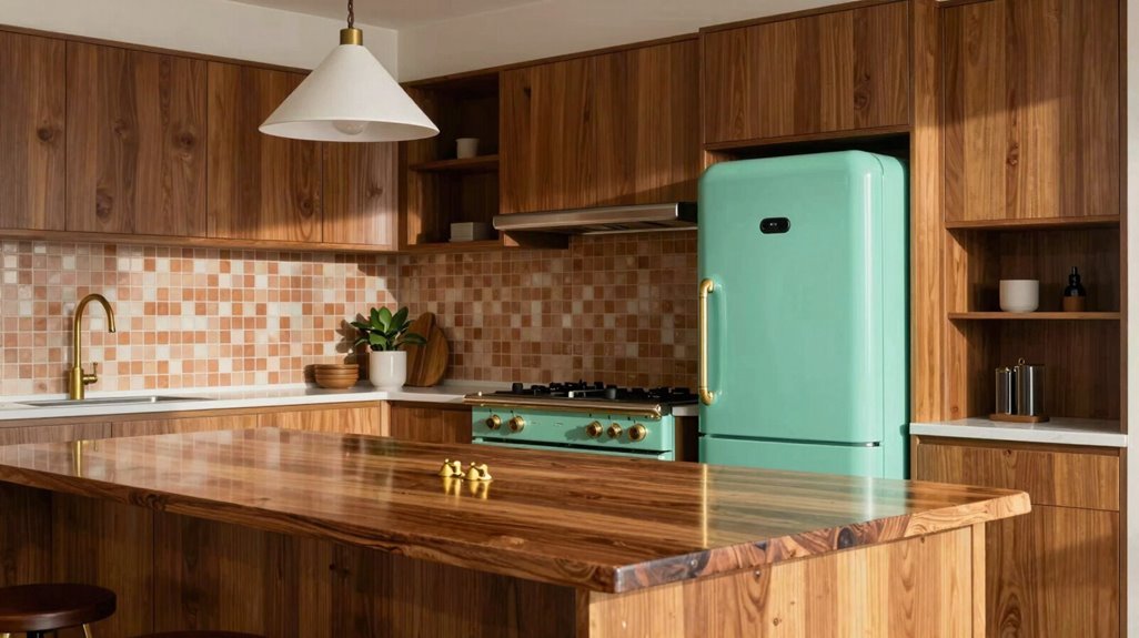 10 Mid-Century Modern Kitchen Decorating Tips 2 mid century color accents island