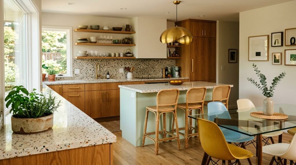 mid century modern kitchen decorating steps