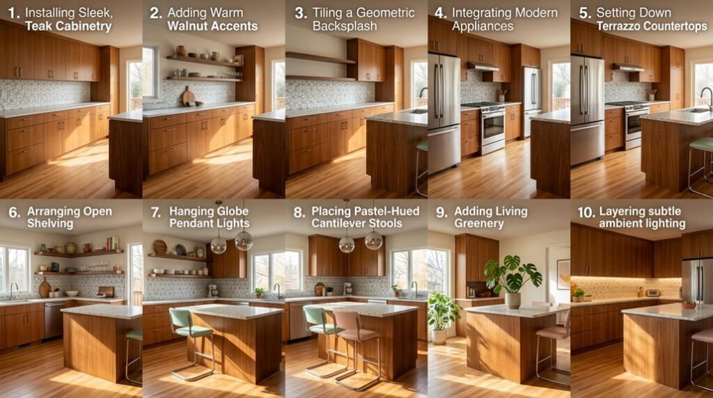 mid century modern kitchen decorating steps