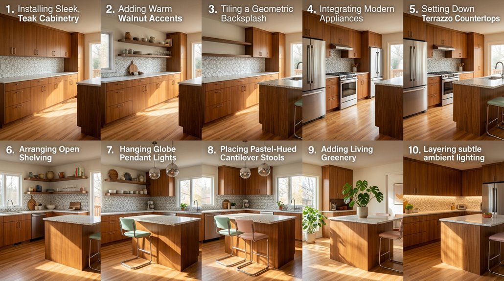 mid century modern kitchen decorating steps