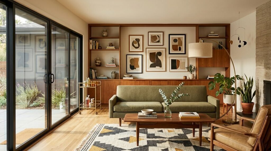 mid century modern living room decor