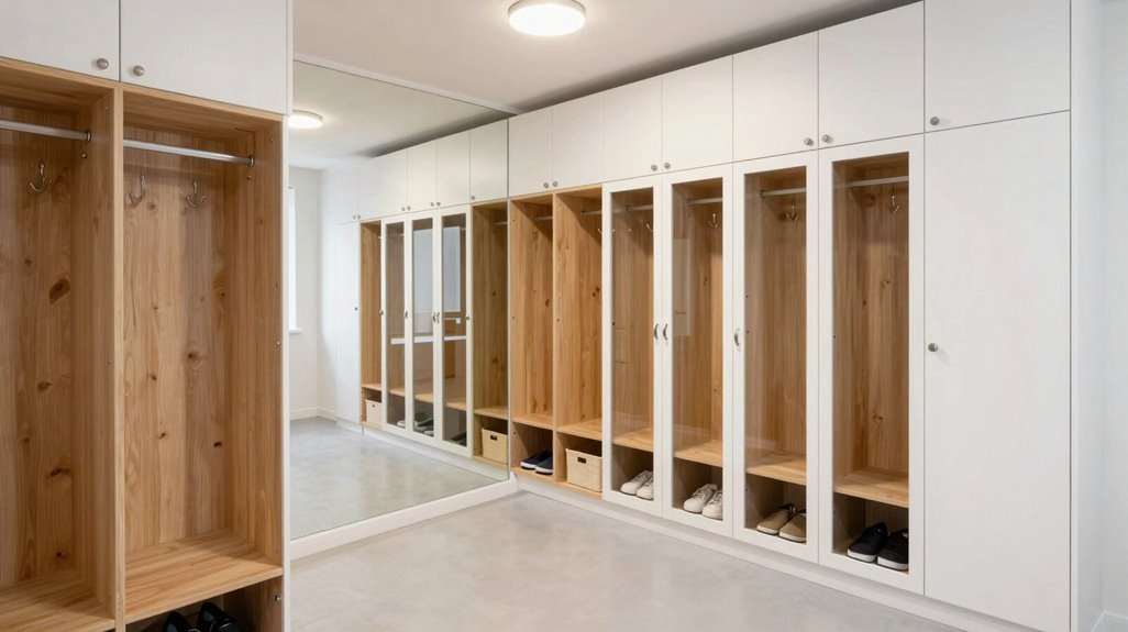 mirror lit deepened mudroom illusion