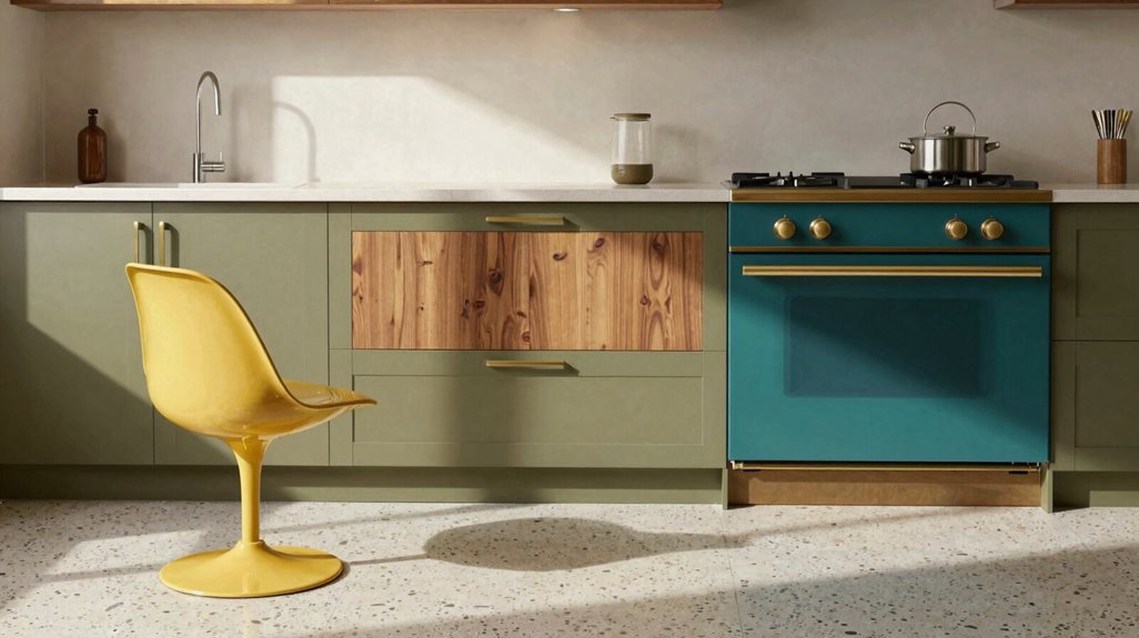 How to Decorate Mid-Century Modern Kitchens in 10 Steps 3 mustard olive teal palettes