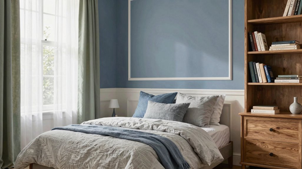 muted blues sage greens warm greige