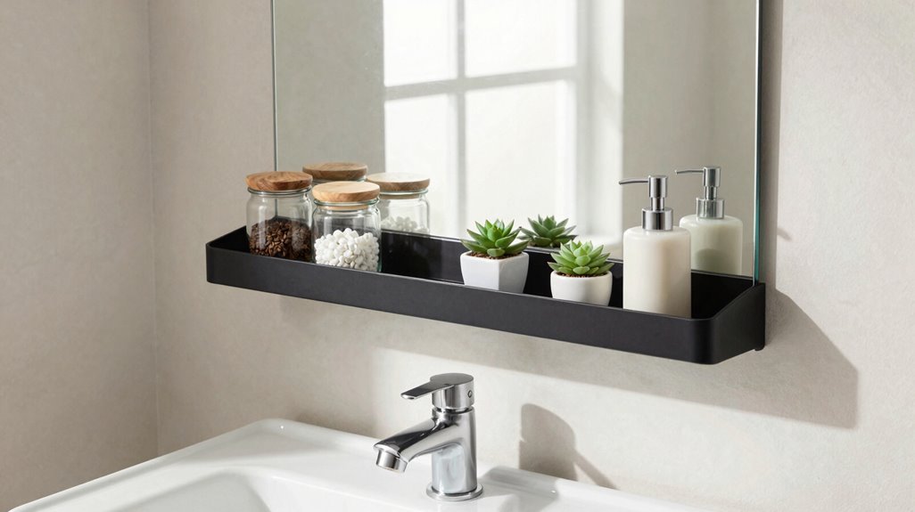 narrow over sink shelf installation