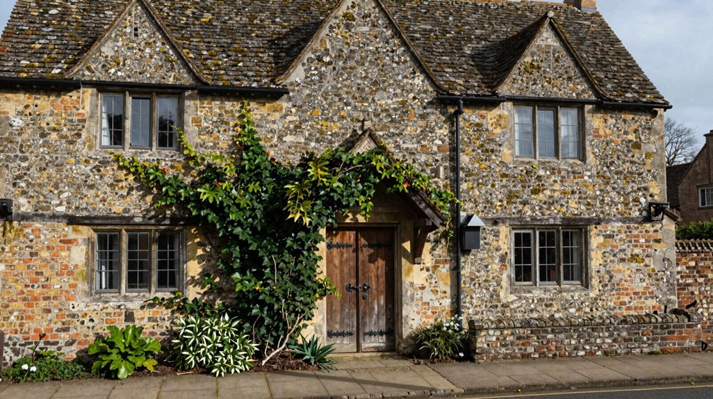 natural stone with wood accents stucco inlays
