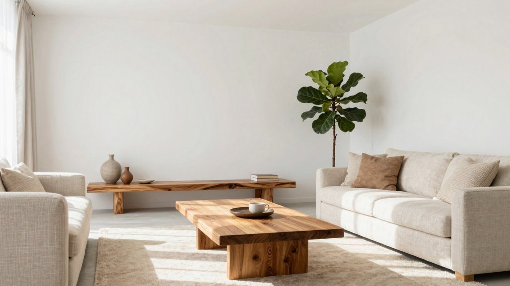 natural wood warms white living room