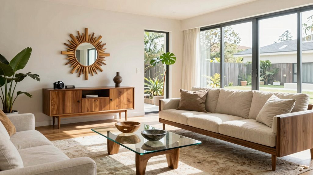 open space warm woods balanced seating