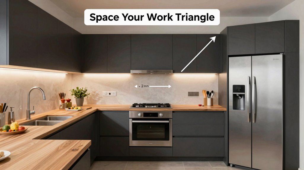 optimal kitchen work triangle spacing