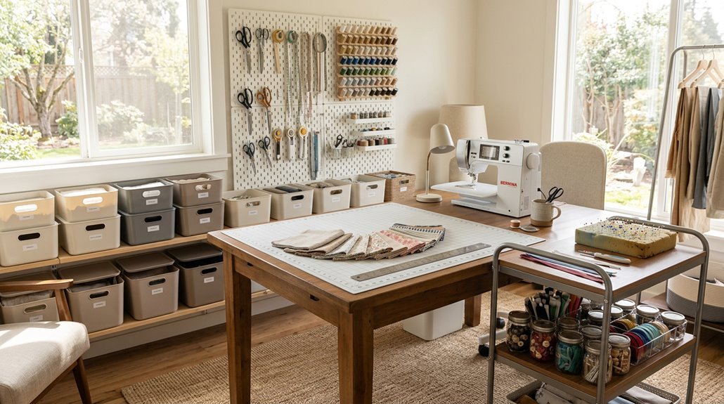 organize sewing room in 3
