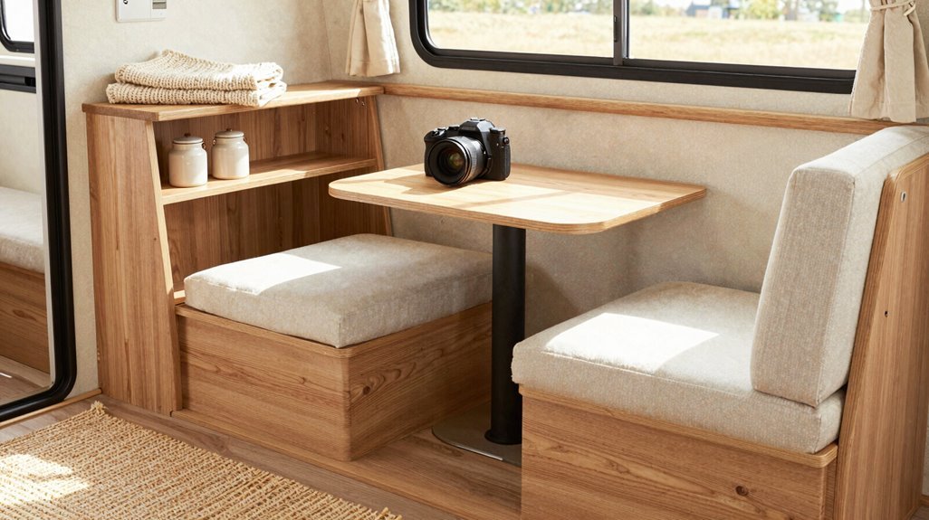 10 Cute Camper Decor Ideas That Maximize Tiny Spaces 6 ottomans with hidden storage