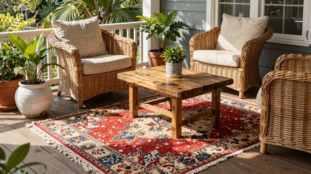 outdoor rug anchors porch aesthetic