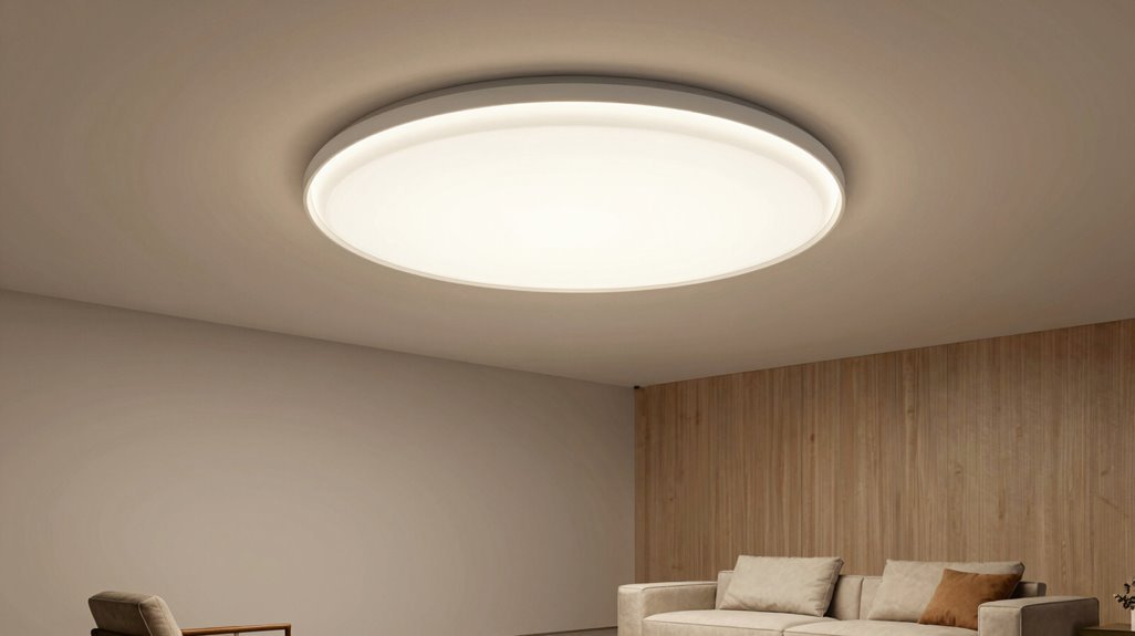 oversized flush mounts illuminate open plan