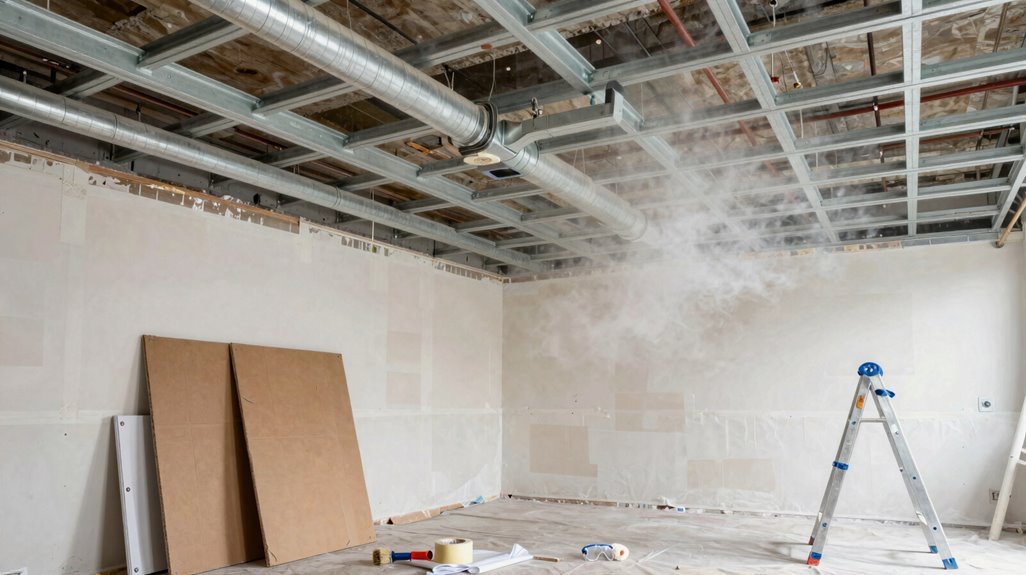 How to Paint an Exposed Basement Ceiling (Step-by-Step Guide) 3 overspray protection for painting areas