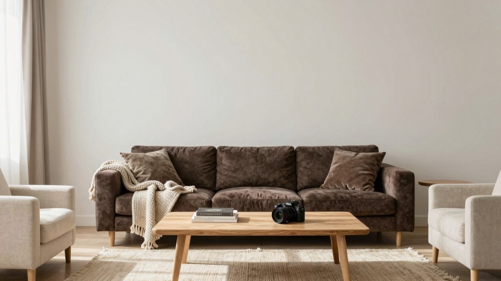 10 Dark Brown Couch Living Room Ideas That Actually Work 1 pale walls light furnishings contrast