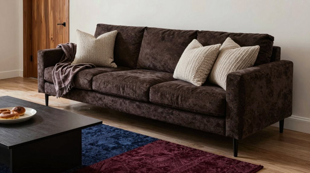 10 Dark Brown Couch Living Room Ideas That Actually Work 2 patterned rug grounds dark brown couch