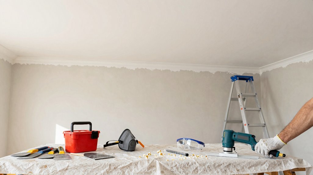popcorn ceiling removal tools safety containment