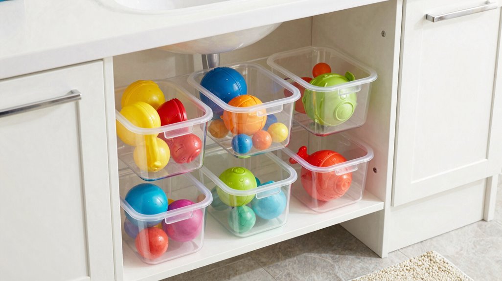 quick access bath toy storage system