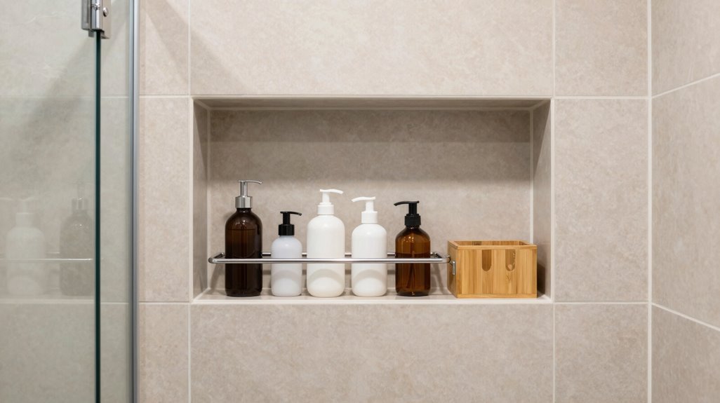 recessed tiled shower niche storage