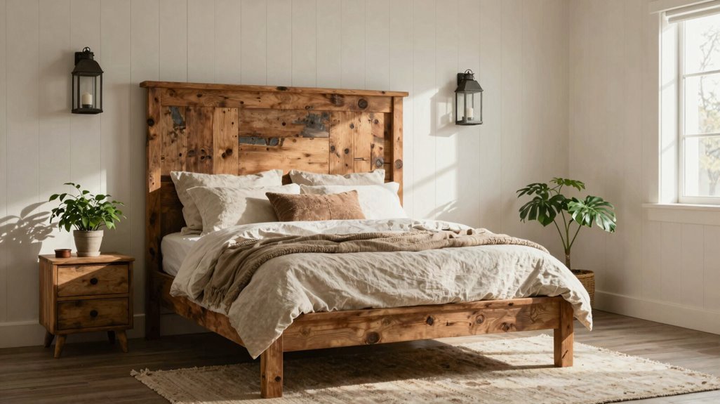 7 Farmhouse Bedroom Ideas for a Cozy Rustic Retreat 1 reclaimed wood headboard centerpiece