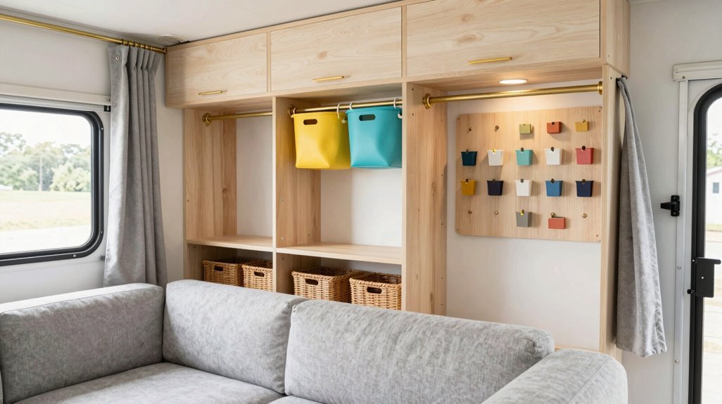 10 Cute Camper Decor Ideas That Maximize Tiny Spaces 1 remove sofa for larger trailer closet