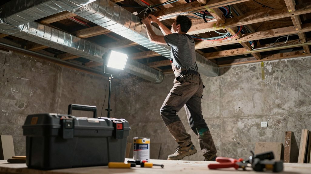 How to Paint an Exposed Basement Ceiling (Step-by-Step Guide) 4 rough in electrical before painting