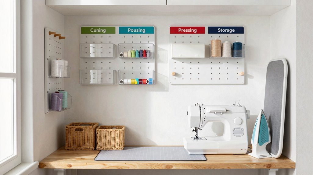 sewing room with zones