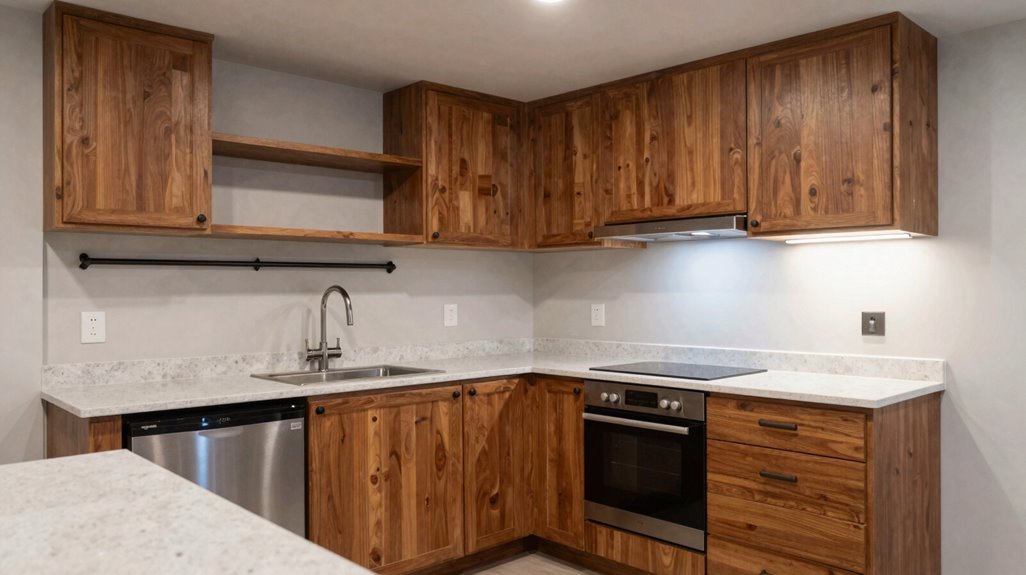 Basement Kitchen Ideas for Low Ceilings 5 shallow cabinets maximized space