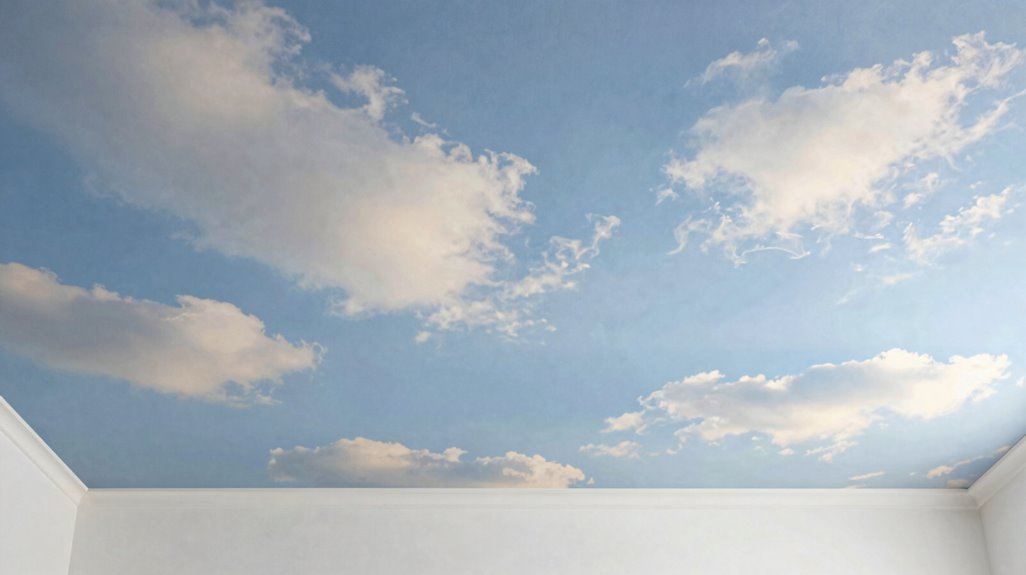 sky and cloud ceiling wallpaper illusion