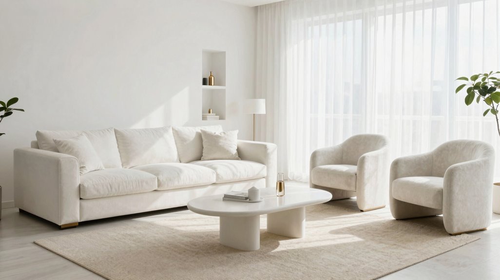 sleek livable white furnishings