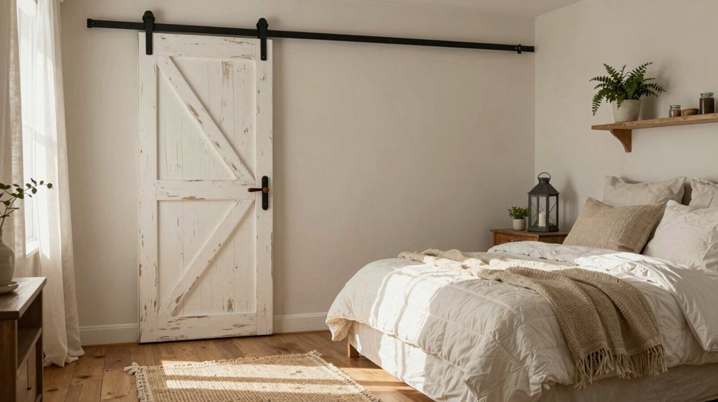 7 Farmhouse Bedroom Ideas for a Cozy Rustic Retreat 2 sliding barn door with black hardware