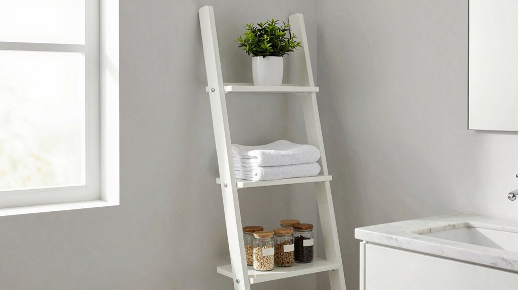 slim ladder shelf for bathroom storage