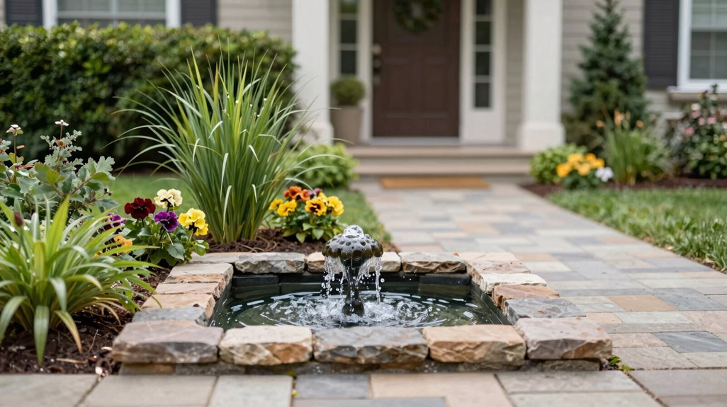 7 Front of House Landscaping Ideas That Boost Curb Appeal 6 small front yard water feature focal point