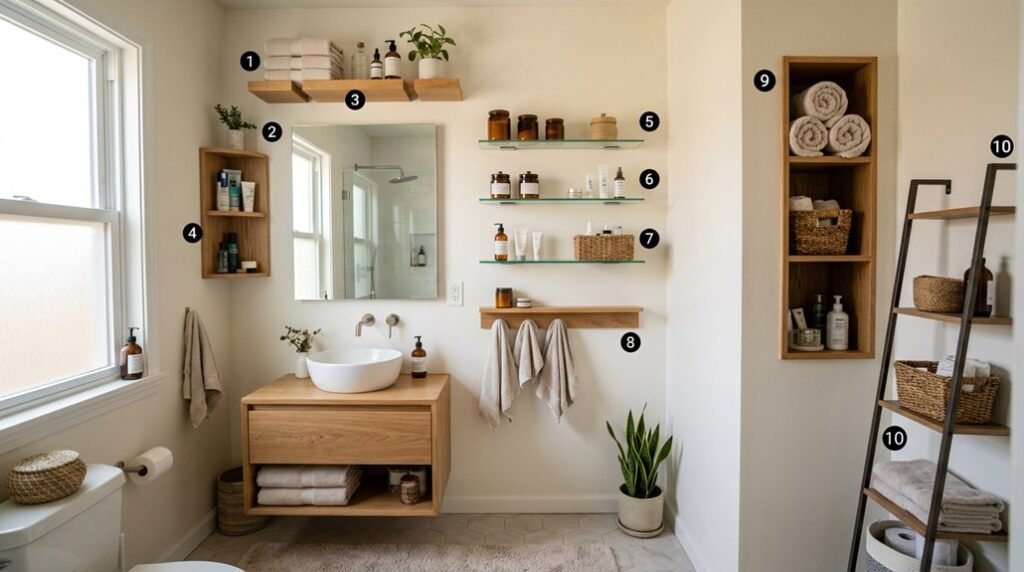 small space bathroom shelf ideas
