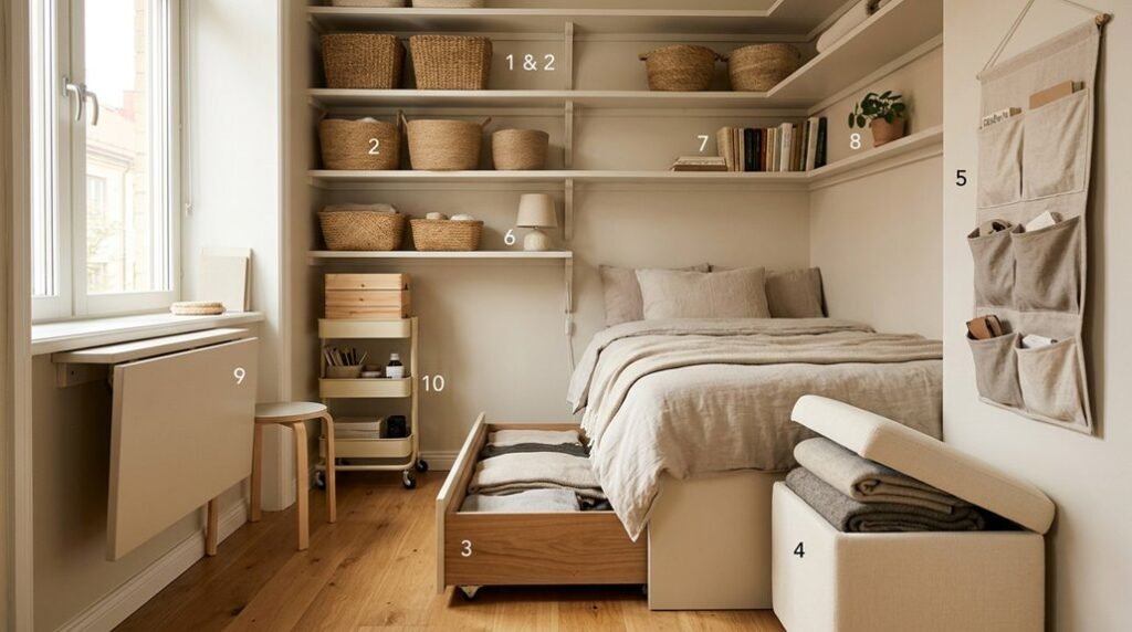 small space fabric storage ideas