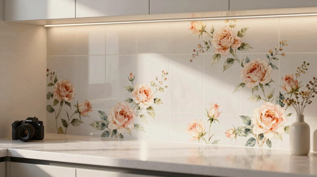 soft floral easy peel backsplash