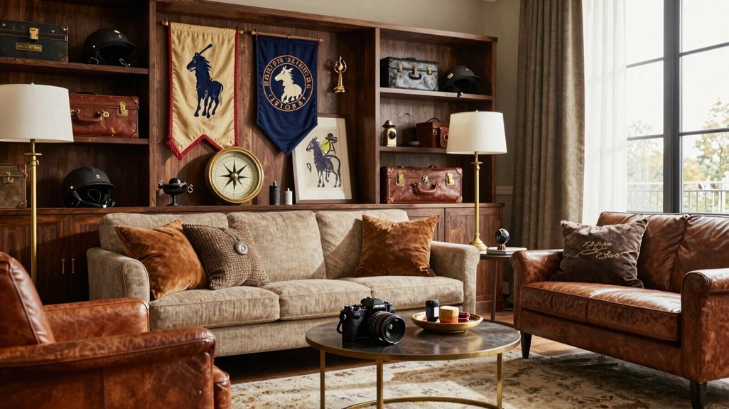 How to Design a Ralph Lauren Living Room 12 sporting relics meet travel inspired decor