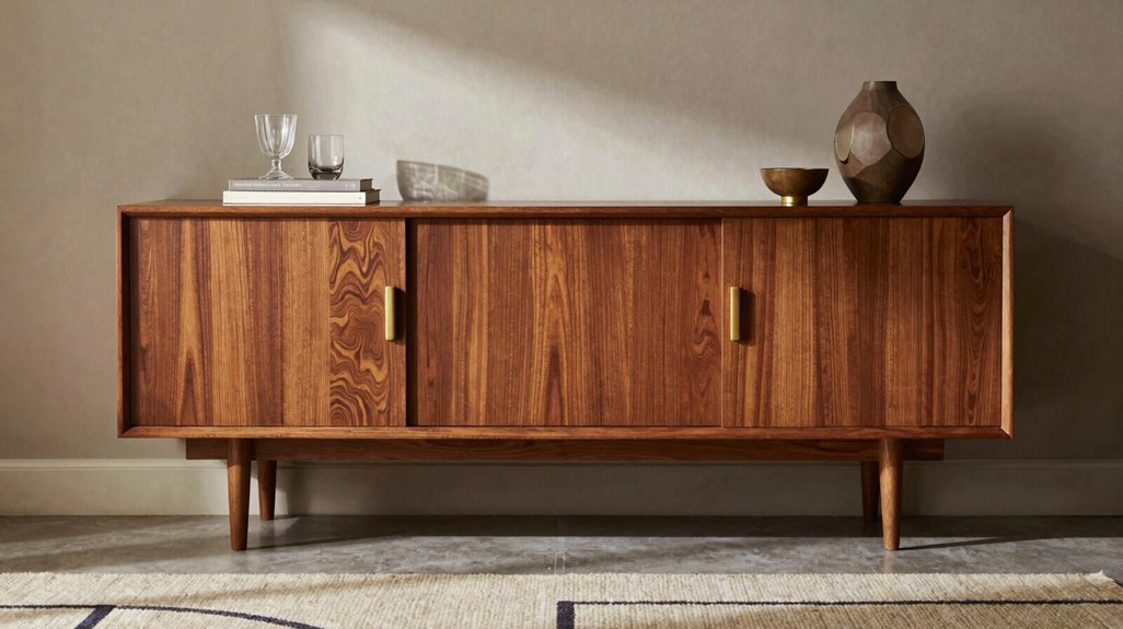 How to Decorate a Mid-Century Modern Living Room 11 statement storage centerpiece bar cabinet
