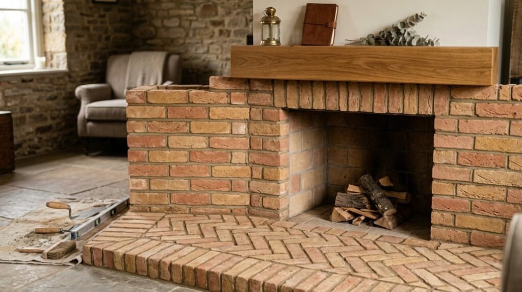 step by step fireplace hearth creation