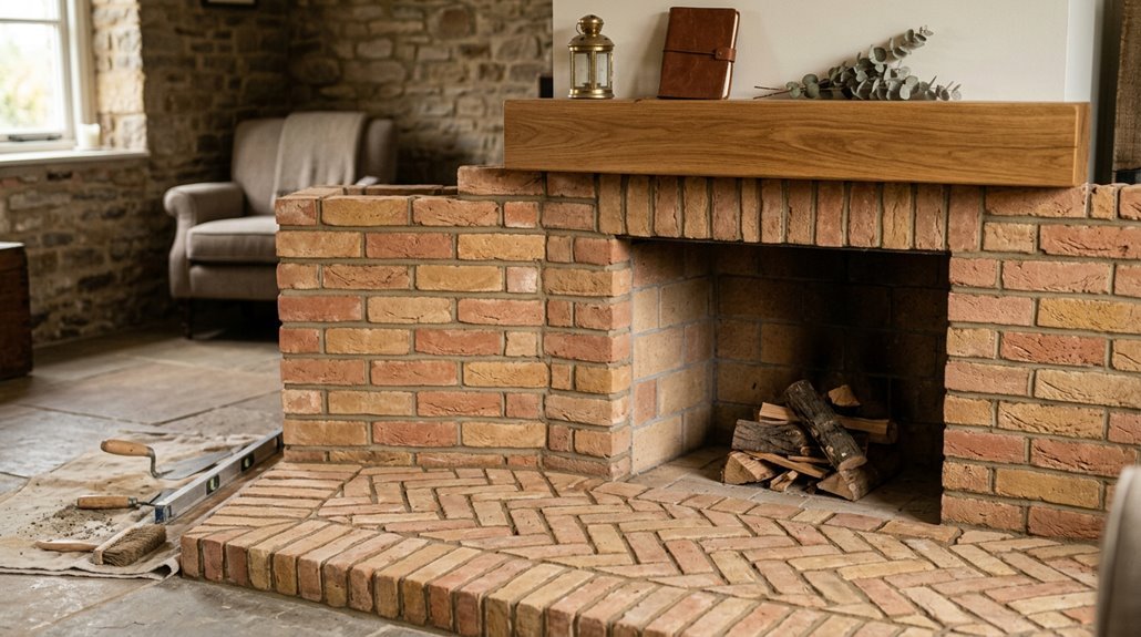 step by step fireplace hearth creation