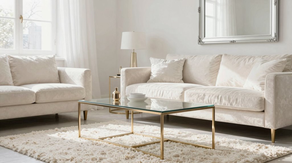 15 Ways to Create Your Dream White Living Room 10 subtle metallics white elegance