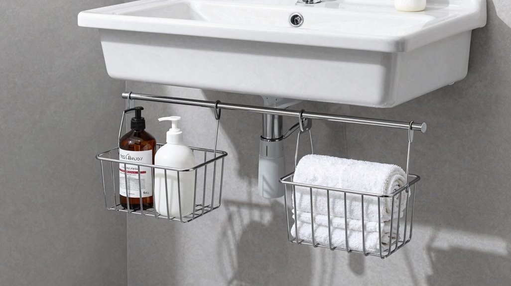 tension rods organize under sink storage