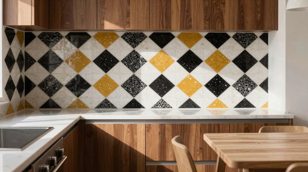 10 Mid-Century Modern Kitchen Decorating Tips 5 terrazzo or geometric tile backsplashes