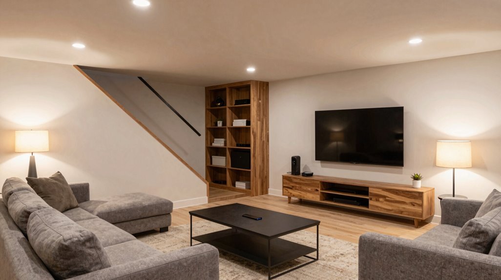 10 Basement Family Room Ideas That Maximize Every Square Foot 1 three zones clever storage layered lighting