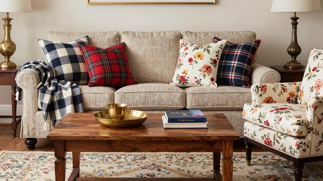 How to Design a Ralph Lauren Living Room 14 tonal unity layered plaid harmony