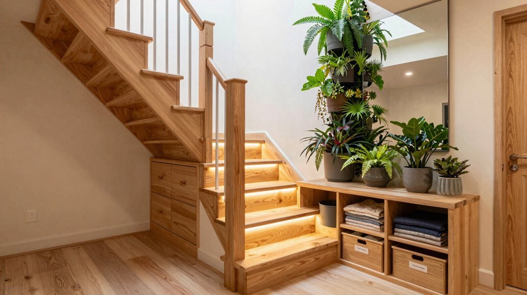 under stairs storage and greenery