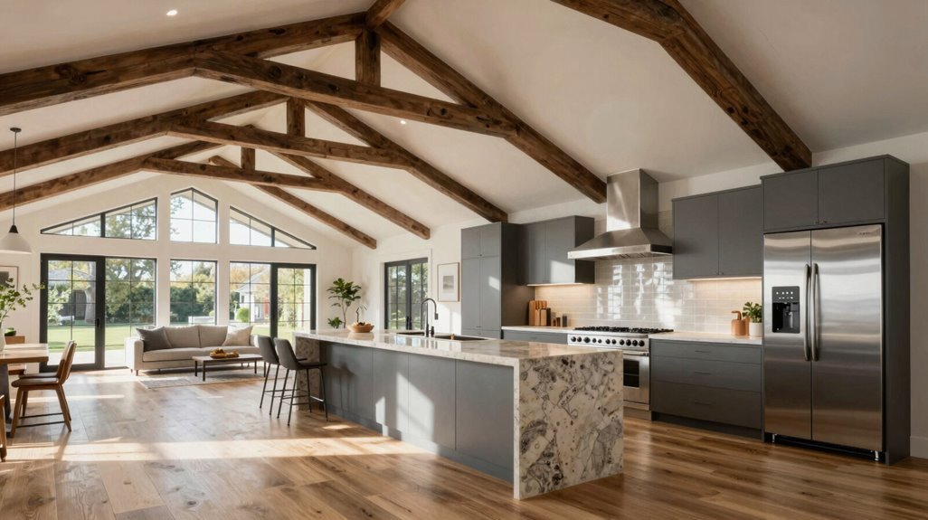 vaulted ceilings unify interconnected spaces