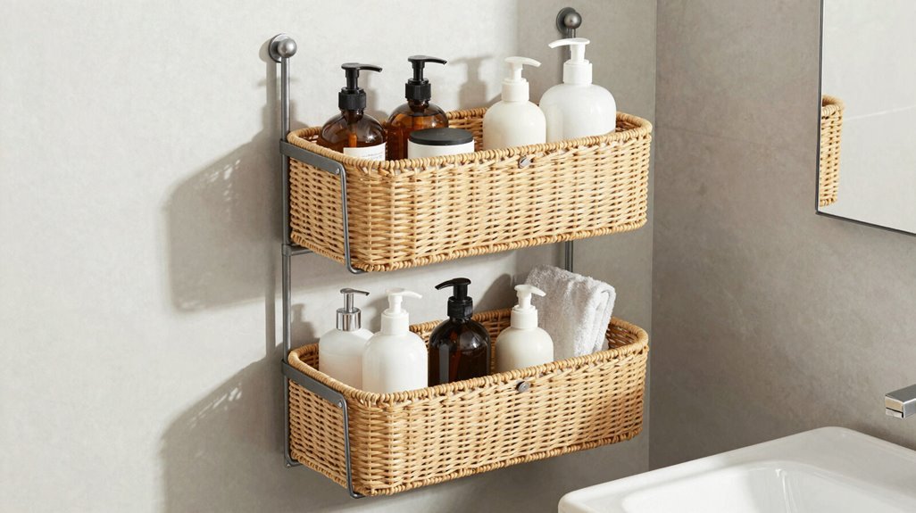vertical tiered bathroom organizer hanging