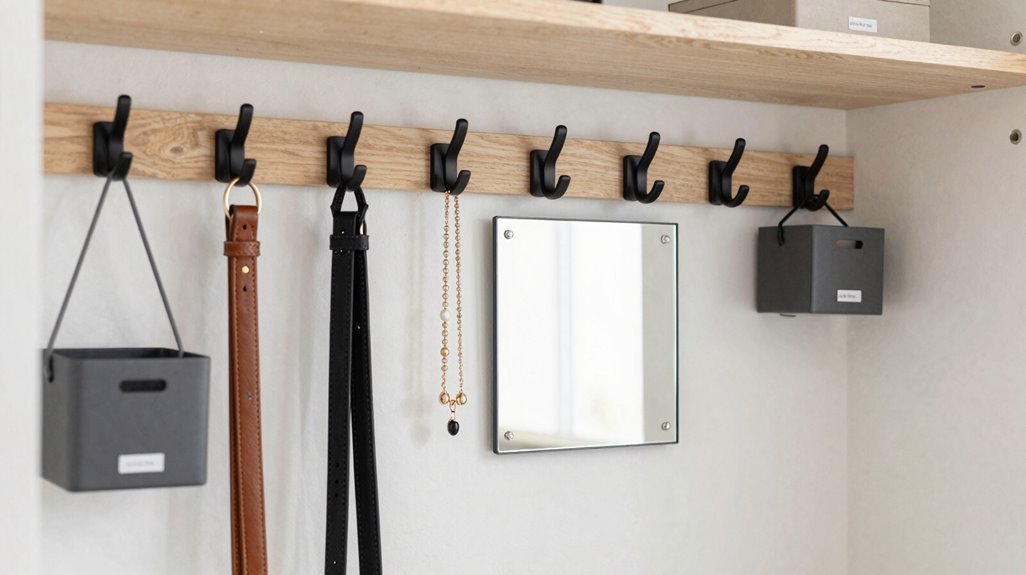 5 IKEA Closet Ideas for Affordable Organization Solutions Under $50 5 wall hooks organized jewelry belts system