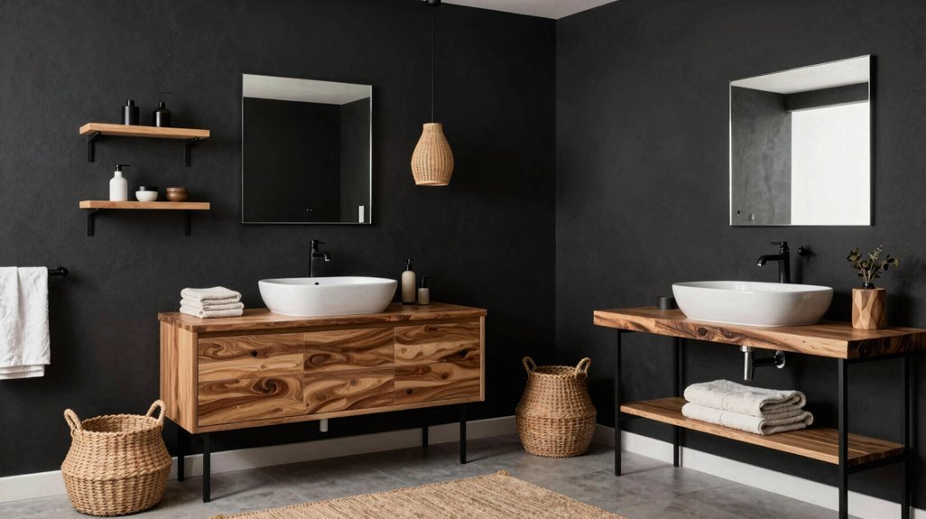 warm wood fibers soften black walls